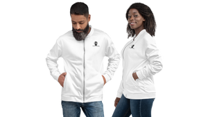 A man and woman wearing bomber jackets by Nopaune.