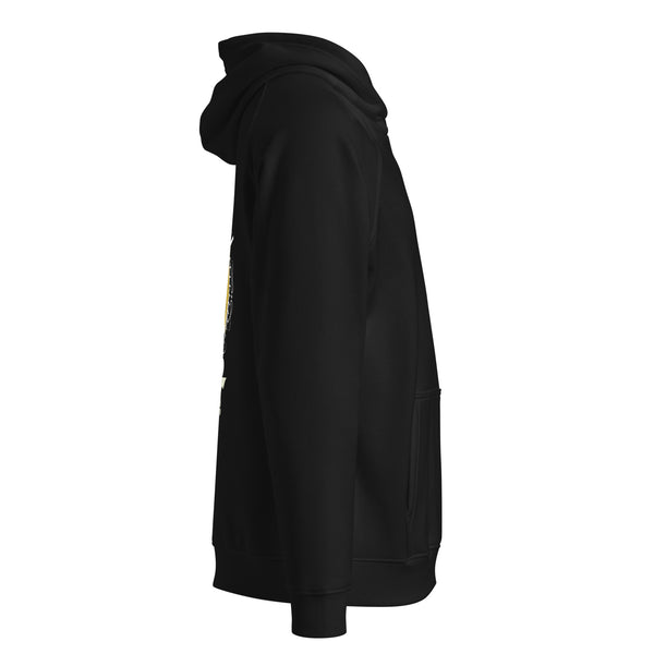 Right side view of hoodie showing subtle drape