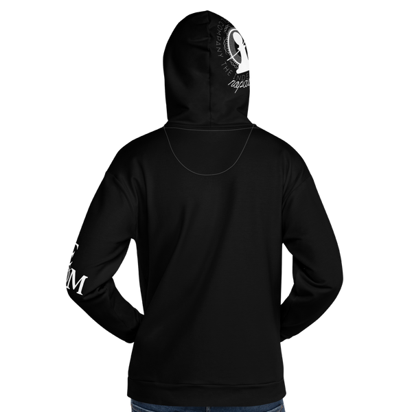 Male model wearing the Life Go Zoom hoodie by Nopaune, back view showing fit and graphic.
