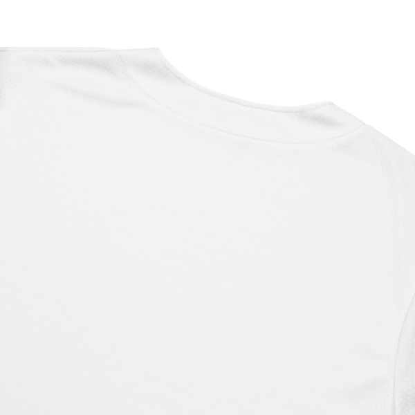 Close-up of the Still Tickin' button-down jersey neckline by Nopaune, back collar seam and fabric detail
