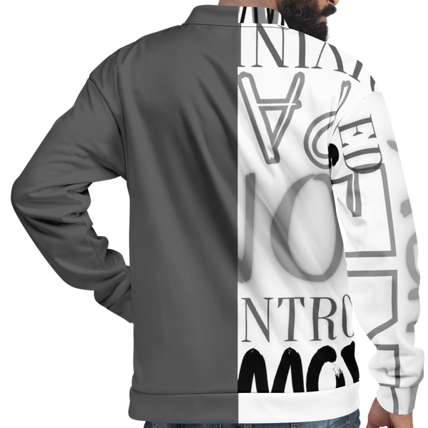 Male model wearing the Dual Jacket by Nopaune, back view showing silhouette and seam details.
