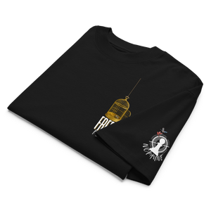 A black Nopaune t-shirt displays graphics on the left side of the chest and the left sleeve.