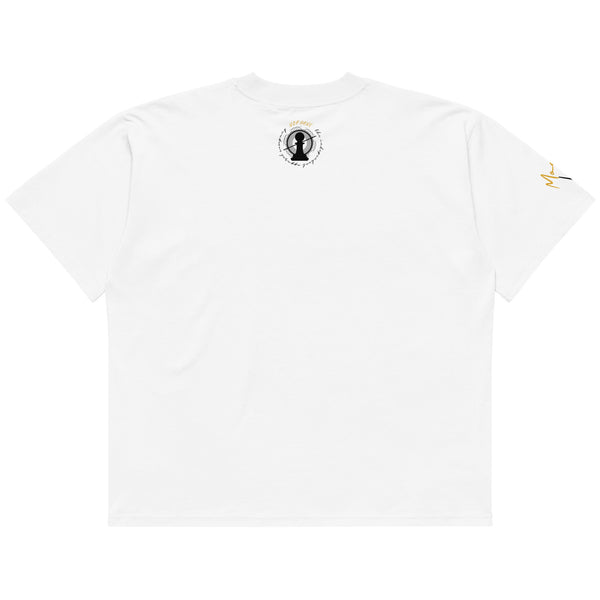 Back view of the Wish Deeply oversized high-neck t-shirt by Nopaune, solid black fabric
