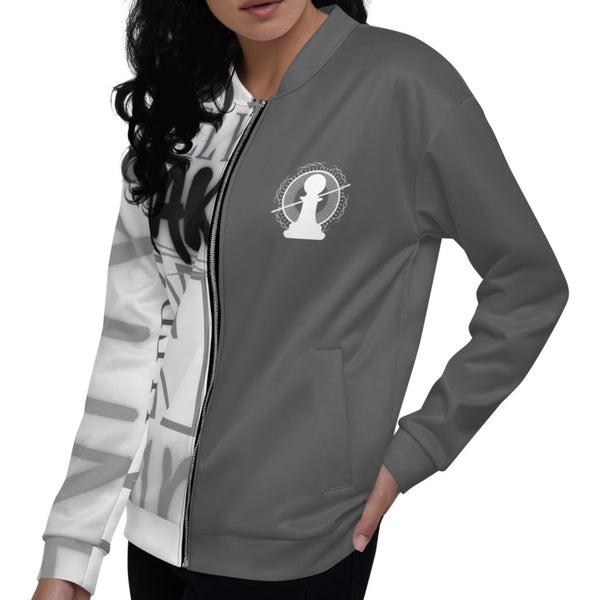 Woman wearing a sublimated jacket by Nopaune.