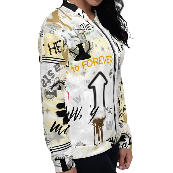 Woman wearing a bomber jacket by Nopaune.