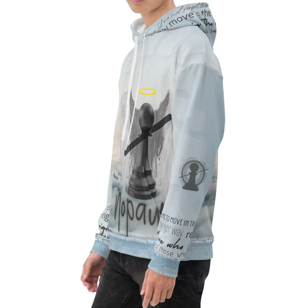 Man wearing a sublimated hoodie by Nopaune.