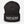 A dark-gray, cuffed beanie displaying the words 
