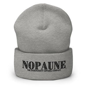A front image of a Nopaune cuffed beanie.