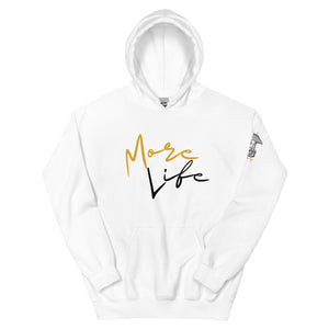 Front view of the More Life hoodie by Nopaune,  with “More Life” graphic on the chest
